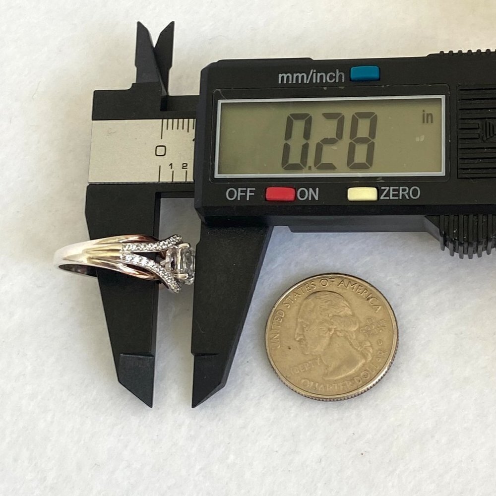 Sterling Silver 925 JA 10K Rose Gold 7MM Round Cubic Zirconia Ring Sz 7.75 - Picture 15 of 16